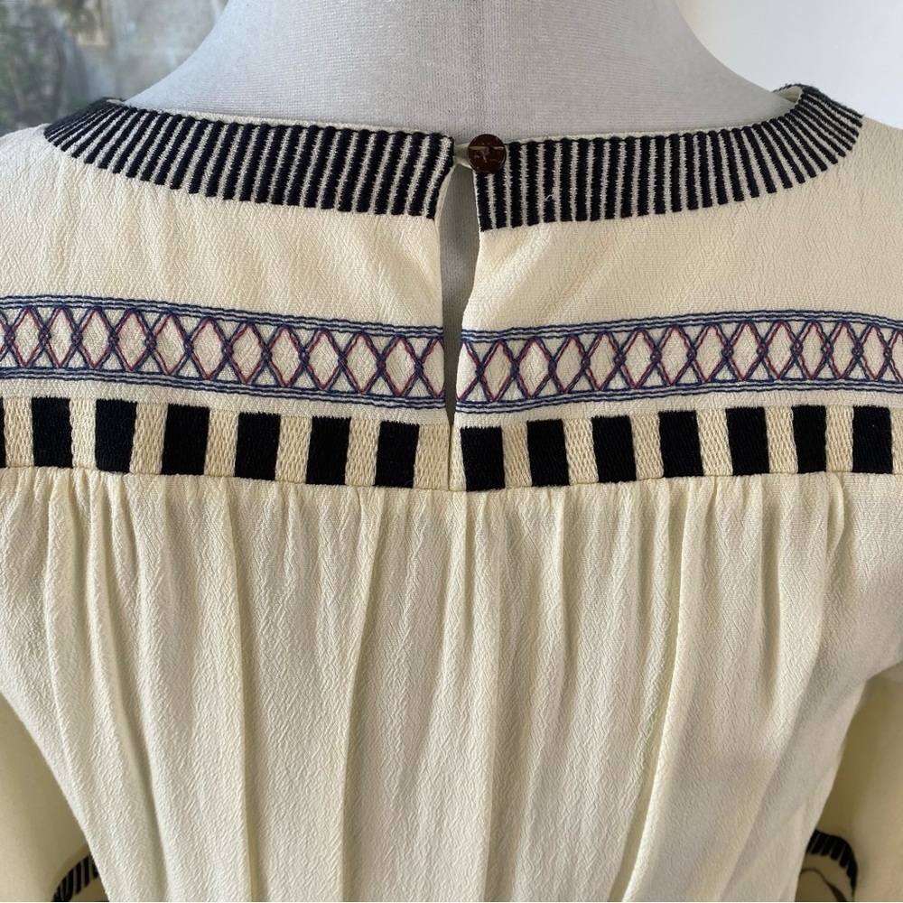 ba&sh NWOT Plaza Embroidered Bell Sleeve Mini Dress Ecru Size S / US 6 - Picture 9 of 12